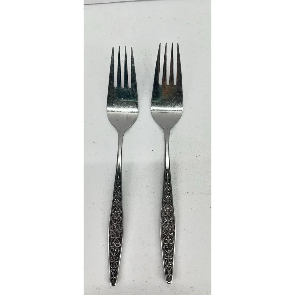 Vintage Towle TWS318 SSC Stainless Japan Dinner Forks Set of 2 MCM 7 3/4